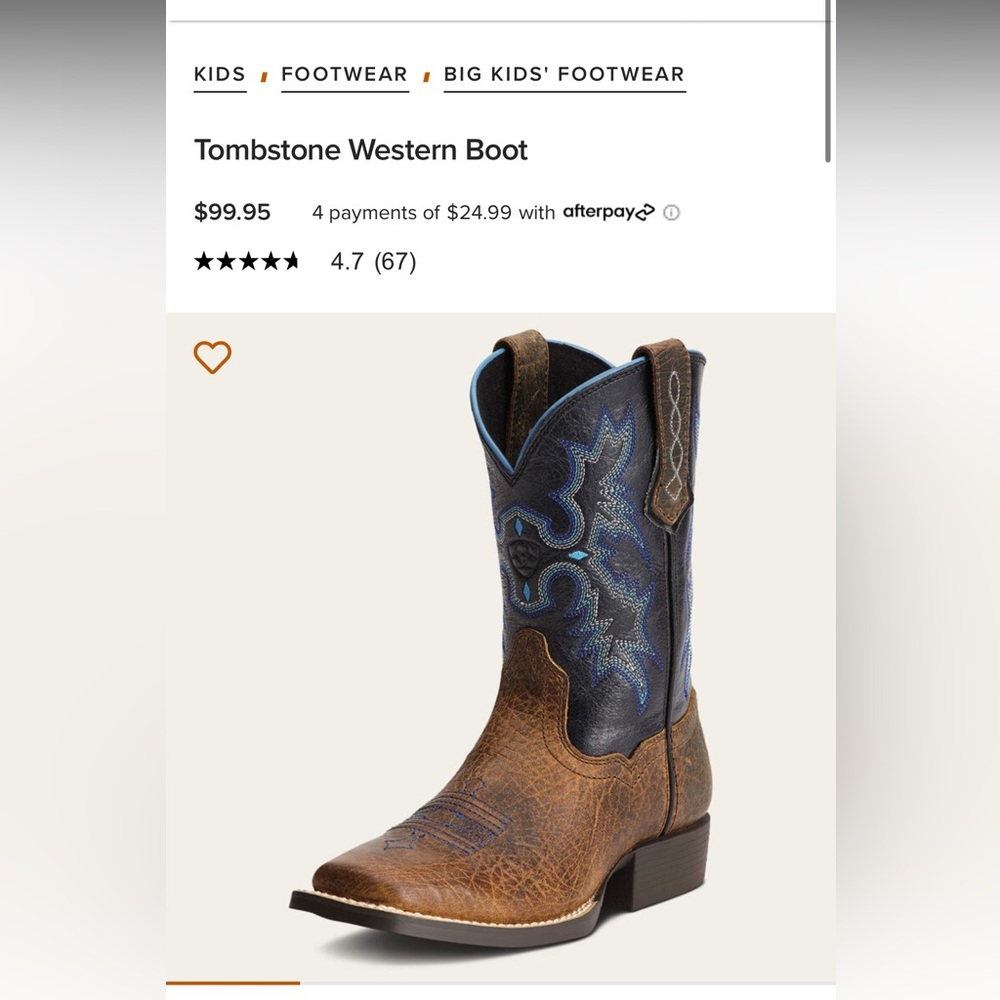 Ariat Kids Tombstone Western Boots - Brown and Blue